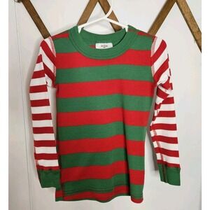Lot of 2 Hanna Andersson Christmas Pajama Tops Green Red White 100cm/US‎ 4 Soft